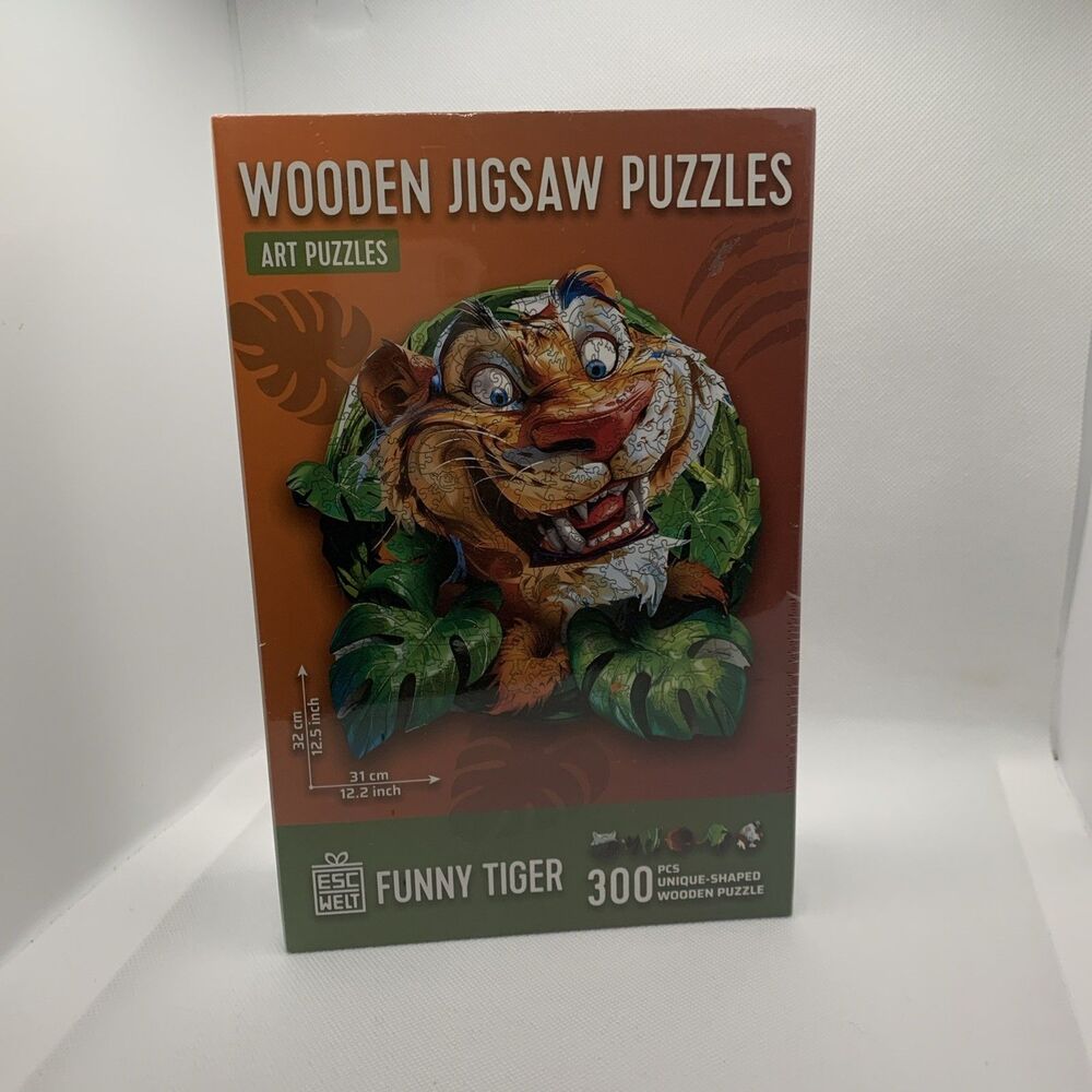 Esc Welt Funny Tiger Wooden Puzzle 300 Unique Shaped Pieces designed in Germany